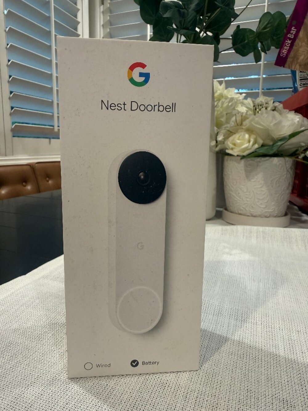 Google Nest Doorbell (Battery) - Snow | 6x digital zoom video doorbell, HD, 24/7